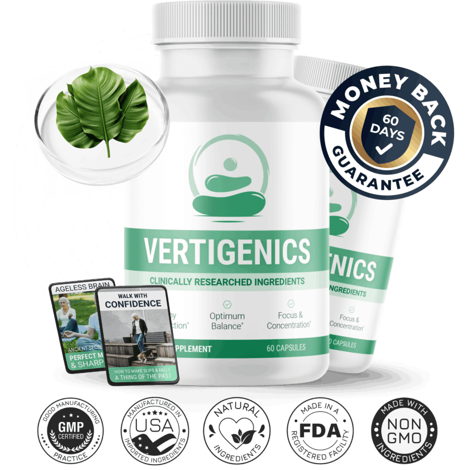 Vertigenics natural supplement for balance and mental clarity